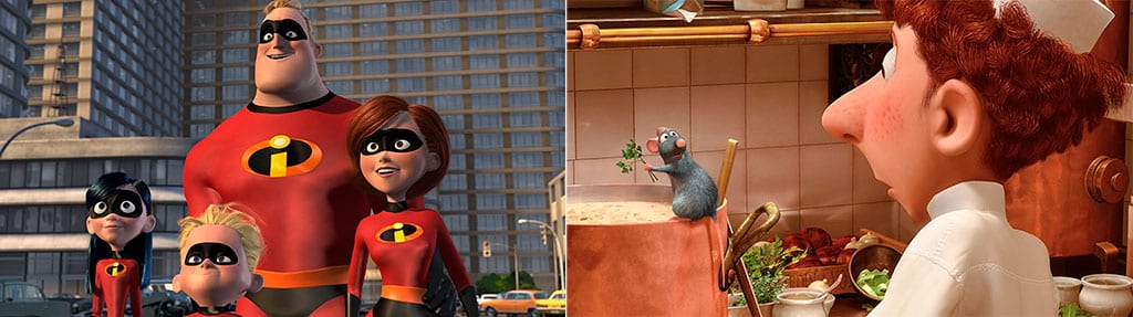 Os Incríveis (2004) e Ratatouille (2007) Pixar
