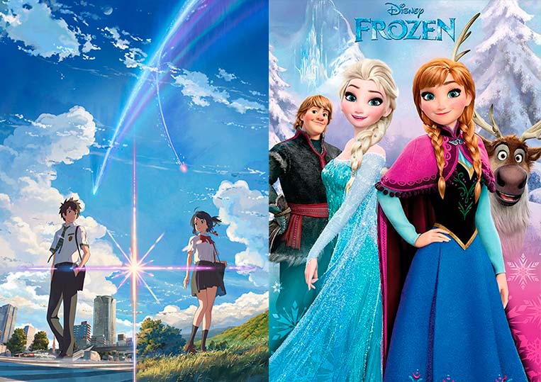 Poster Kimi no Na wa (2016) e Frozen (2013)