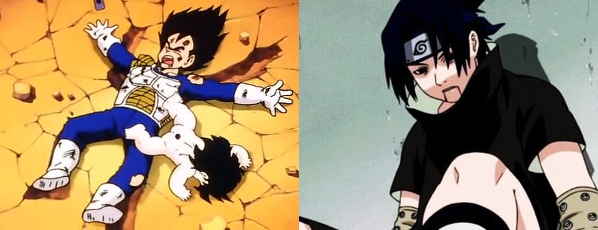 Vegeta e Sasuke derrotados