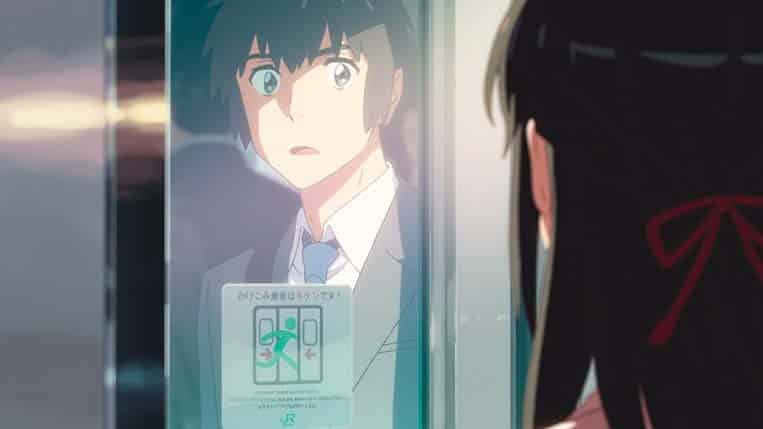 Taki e Mitsuha trem Kimi no Na wa