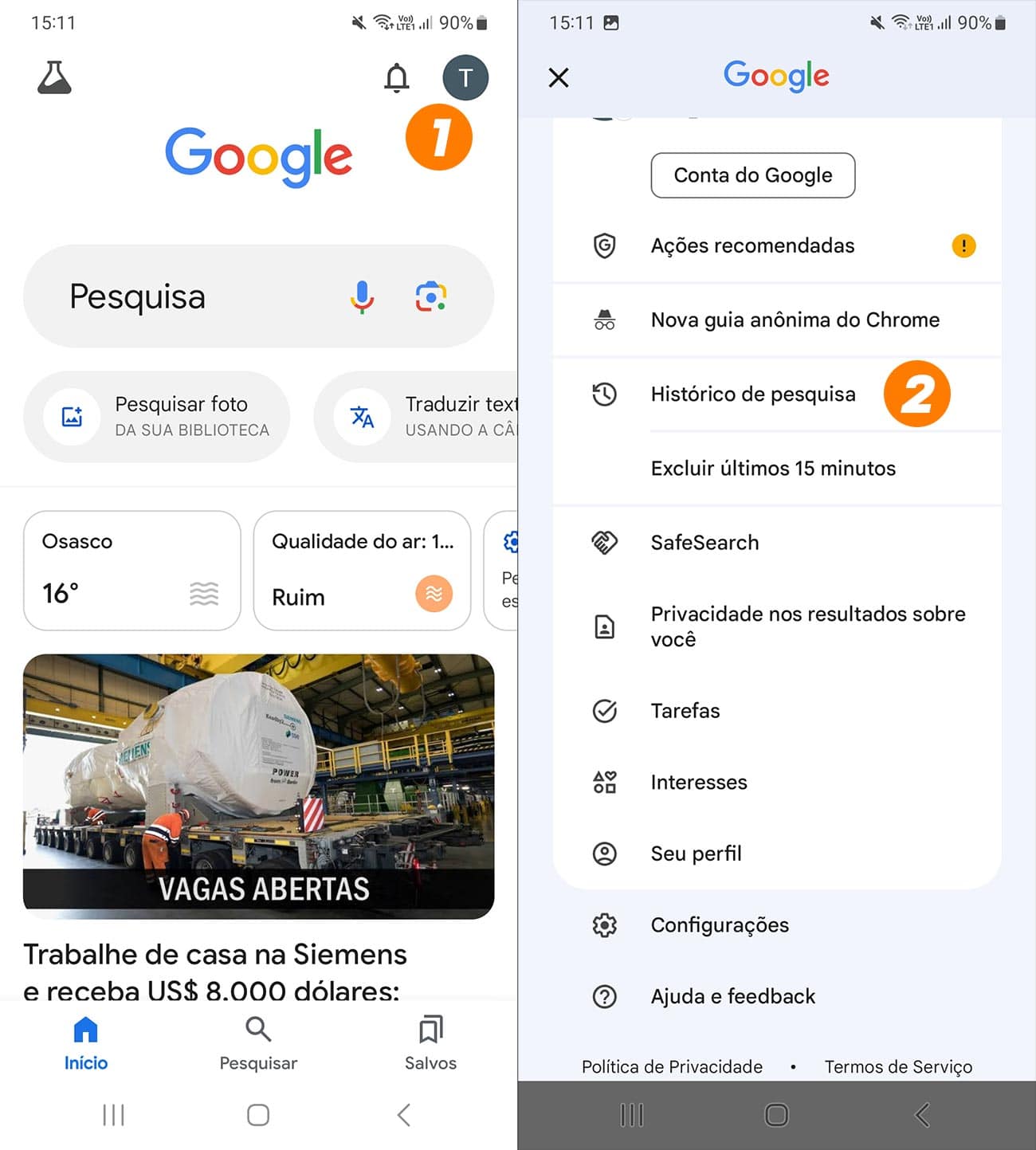 Como Apagar Pesquisas Pelo App Google 1