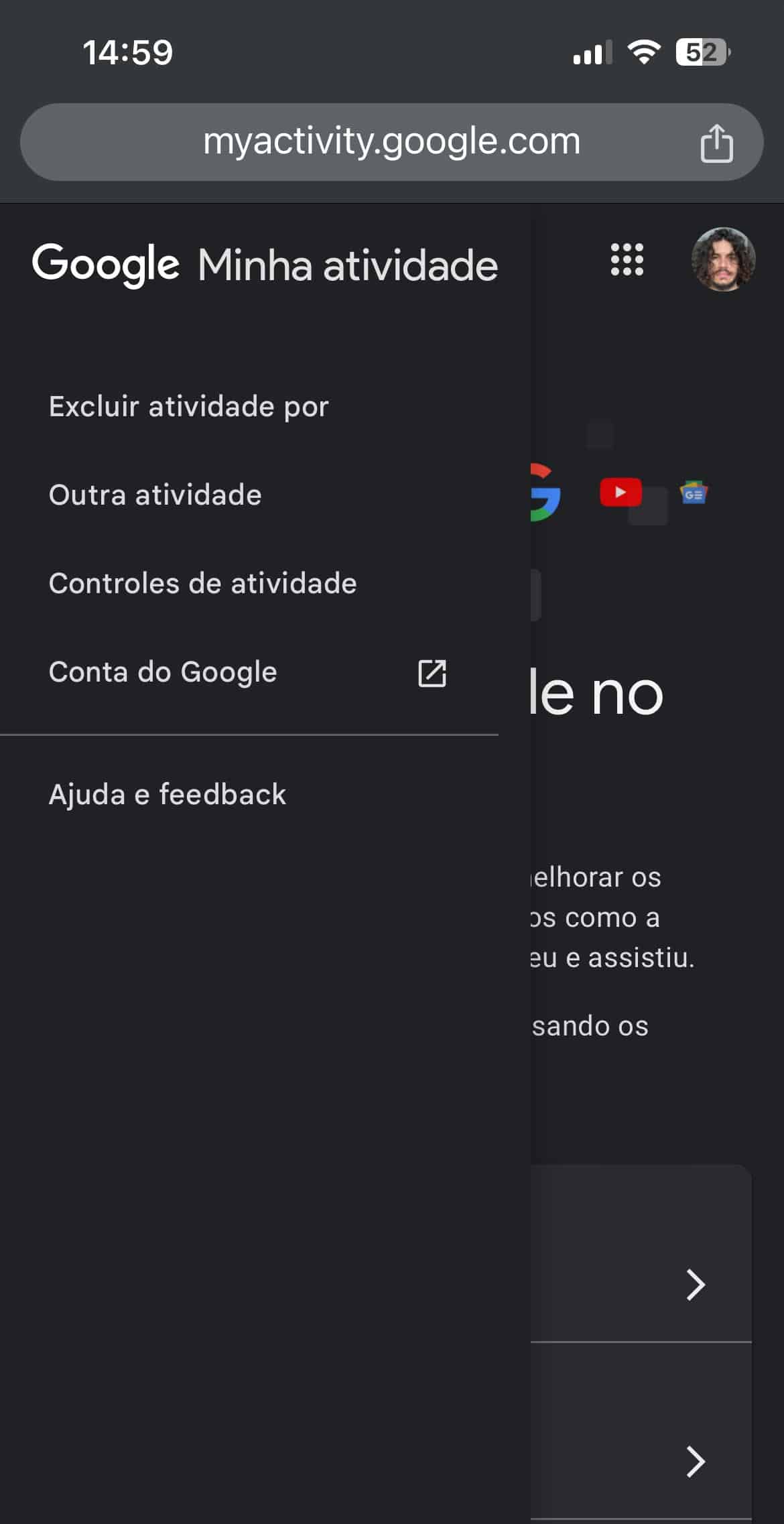 Google Minha Atividade pelo Celular