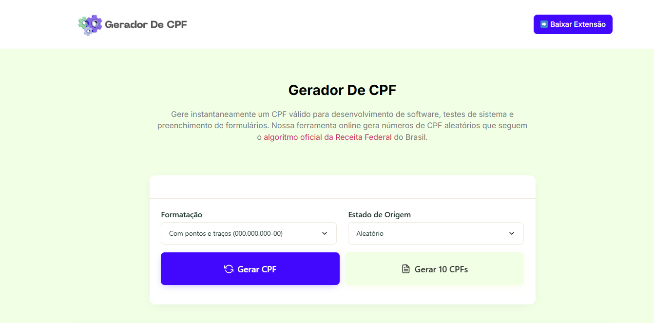 Gerador de CPF do site Gerador-de-CPF.com