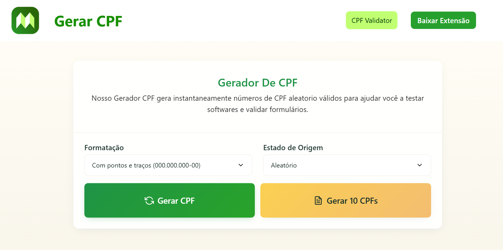 Gerador de CPF do site GerarCPF.com